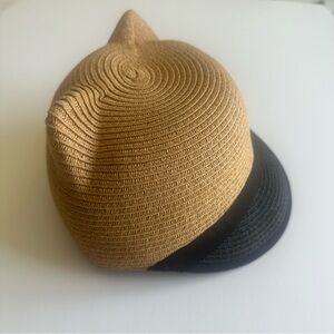 BCBG Max Azria Tan and Black Raffia Hat